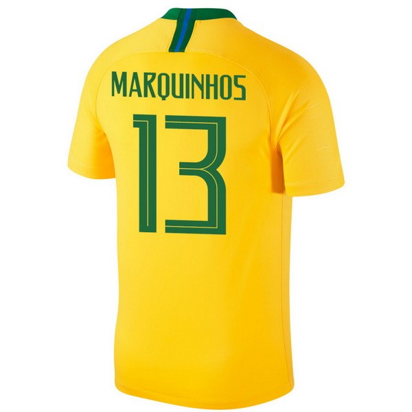 Camiseta Brasil 1ª Marquinhos 2018 Amarillo